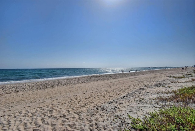 view of water feature featuring a beach view