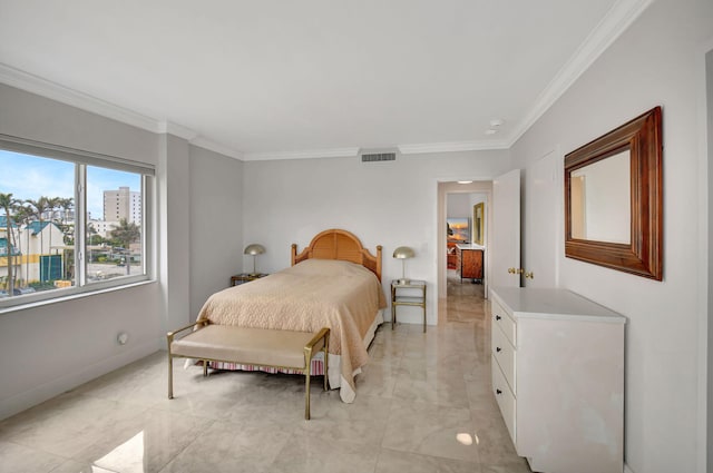 bedroom featuring crown molding