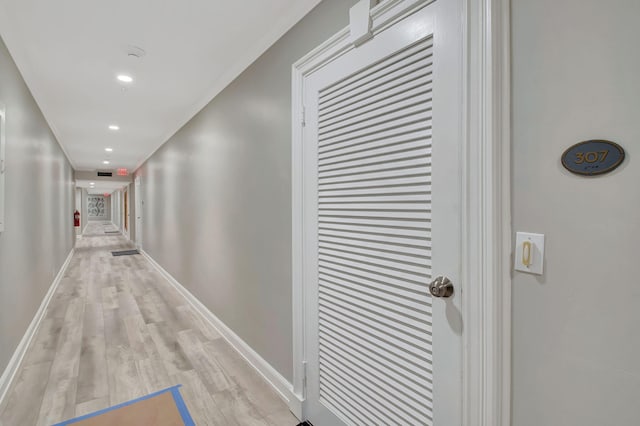 corridor featuring light wood-type flooring