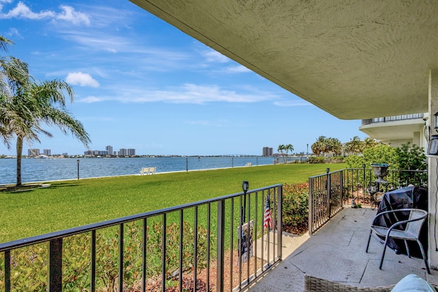 balcony with a water view