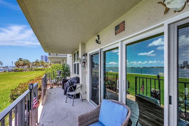 balcony with a water view