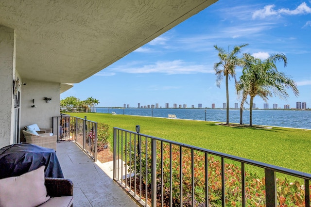 balcony with a water view