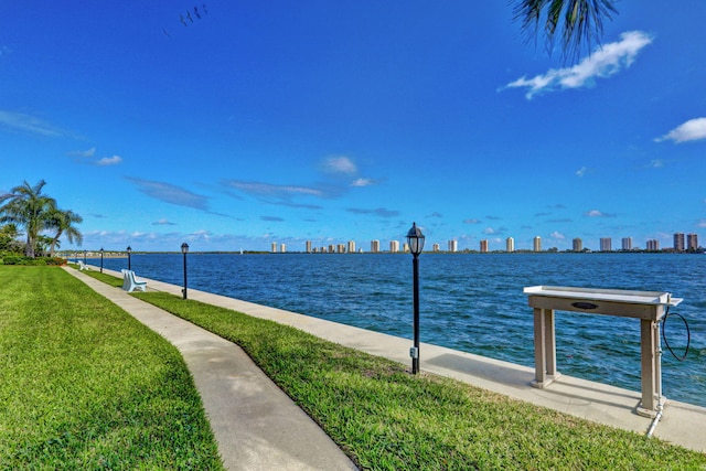 property view of water featuring a dock