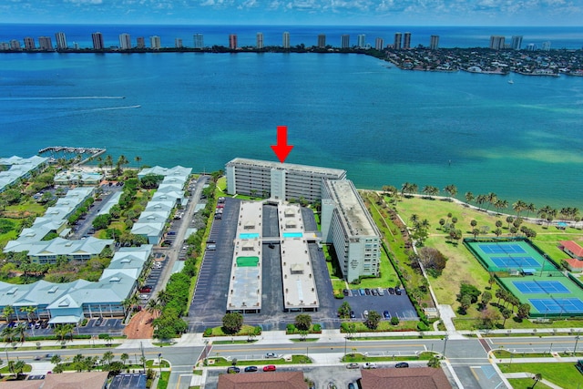 bird's eye view of a large body of water