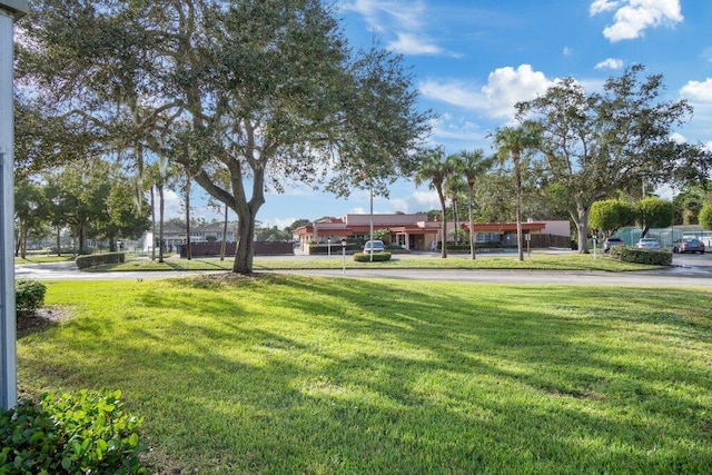 view of property's community with a lawn