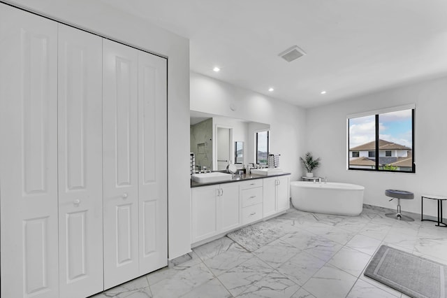 4478 SW 178th Ave Unit 4478, Miramar, FL 33029 - full bathroom with a closet, marble look tiles, plenty of natural light, and recessed lighting