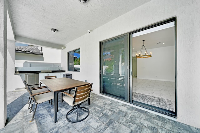 view of patio featuring sink