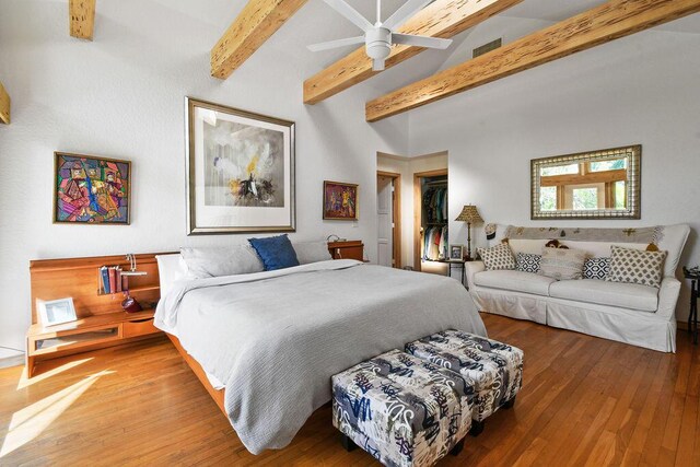 2388 Palm Harbor Dr, Palm Beach Gardens, FL 33410 - bedroom with hardwood / wood-style flooring, a ceiling fan, and a closet