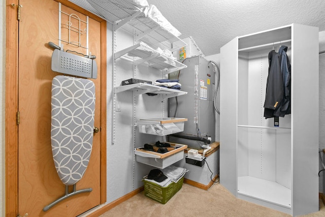 spacious closet featuring light carpet