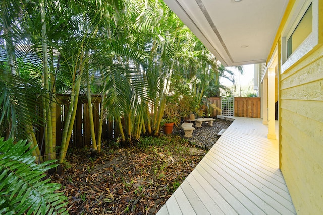 view of yard featuring a wooden deck