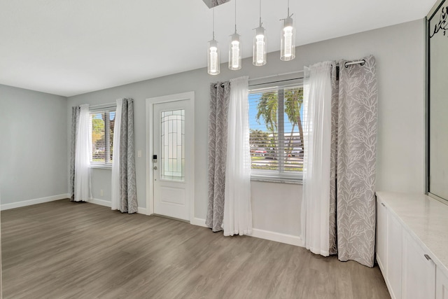 foyer with light hardwood / wood-style floors