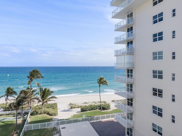 property view of water with a beach view