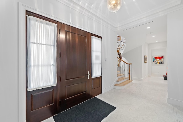 entrance foyer with ornamental molding