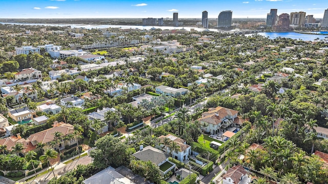 bird's eye view featuring a water view