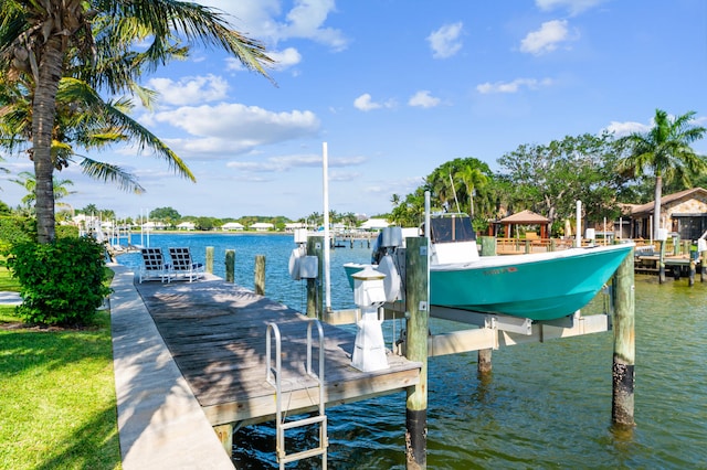 dock area featuring a water view