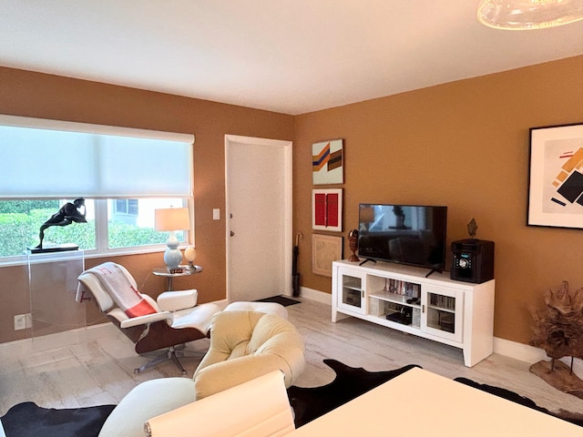 living room with hardwood / wood-style floors