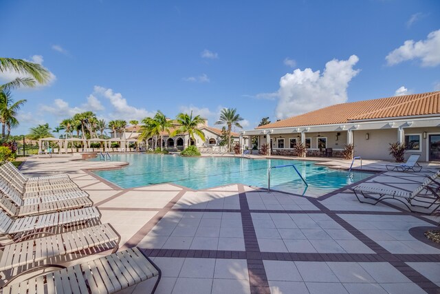 view of pool featuring a patio