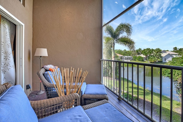 balcony with a water view