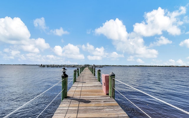 dock area featuring a water view