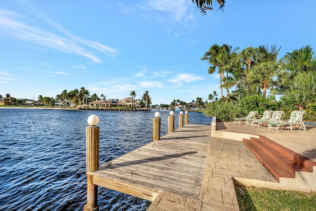 view of dock featuring a water view