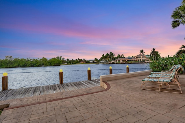 dock area with a water view