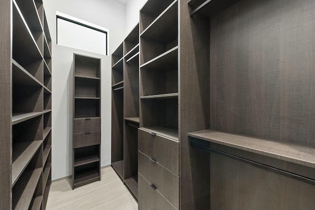 spacious closet with light wood-type flooring