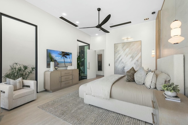 bedroom featuring light wood-type flooring