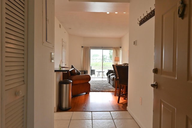 hall featuring light hardwood / wood-style floors