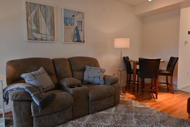 living room with hardwood / wood-style floors