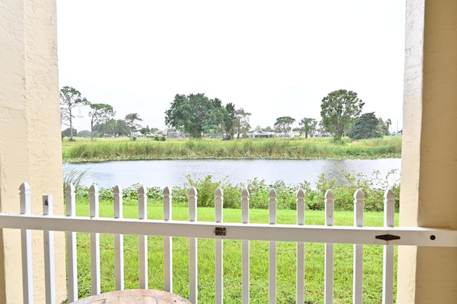 balcony with a water view