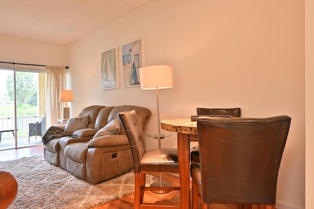 living room with hardwood / wood-style flooring