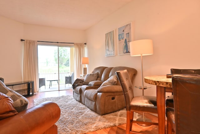 living room with hardwood / wood-style floors