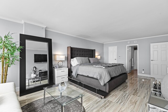 bedroom featuring ornamental molding