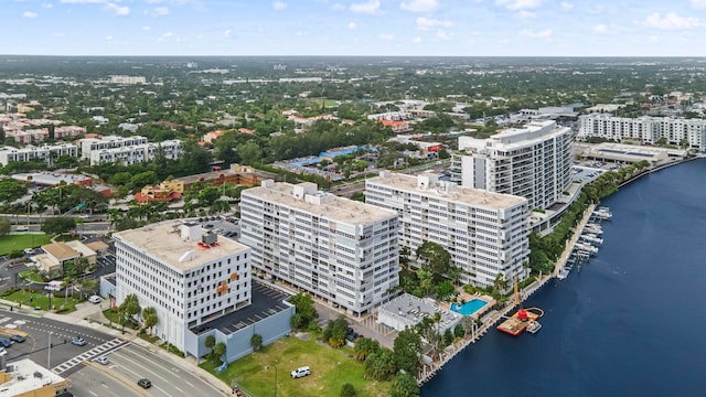 bird's eye view featuring a water view