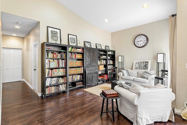 living room featuring dark hardwood / wood-style flooring