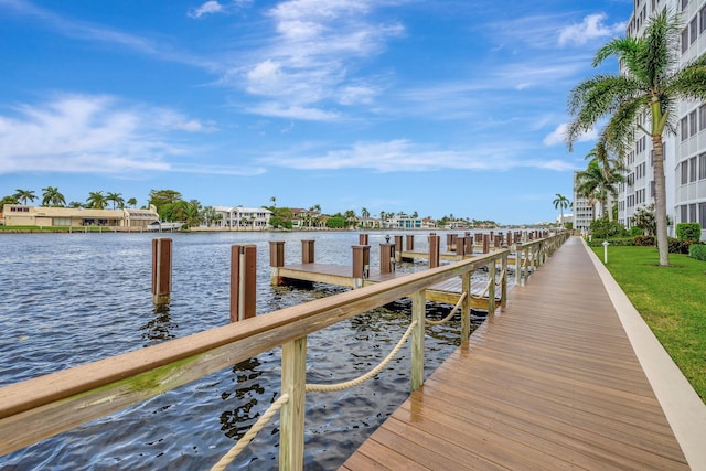 view of dock featuring a water view