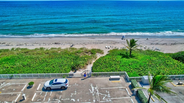 property view of water featuring a beach view