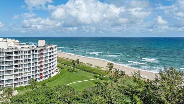 property view of water with a beach view