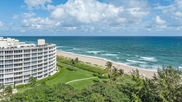 view of water feature featuring a beach view