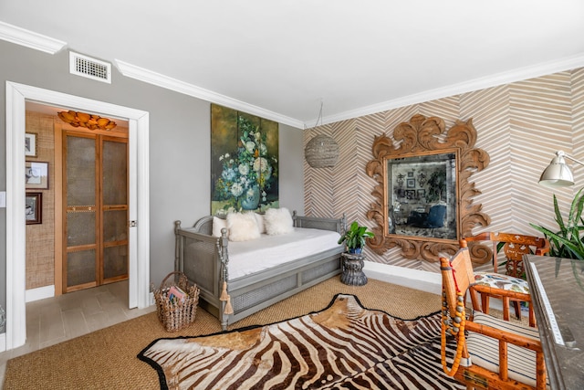 bedroom featuring ornamental molding