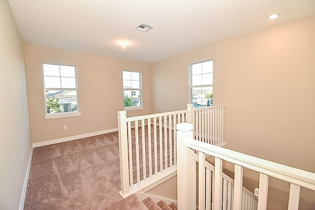 corridor featuring carpet floors and a wealth of natural light