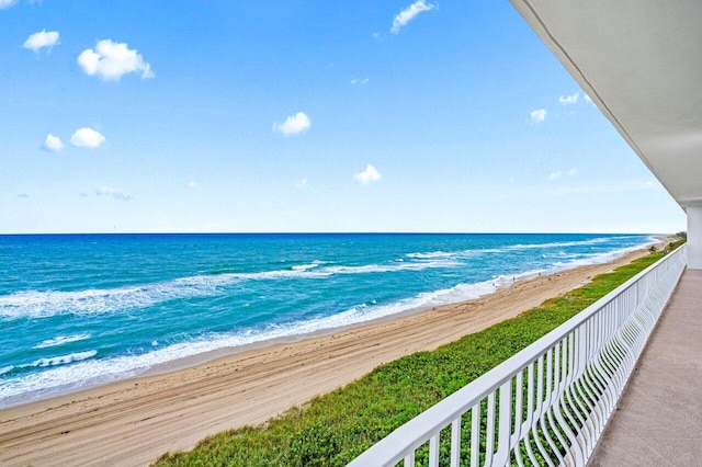 property view of water with a beach view