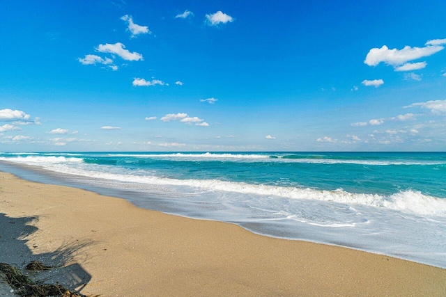 view of water feature featuring a beach view