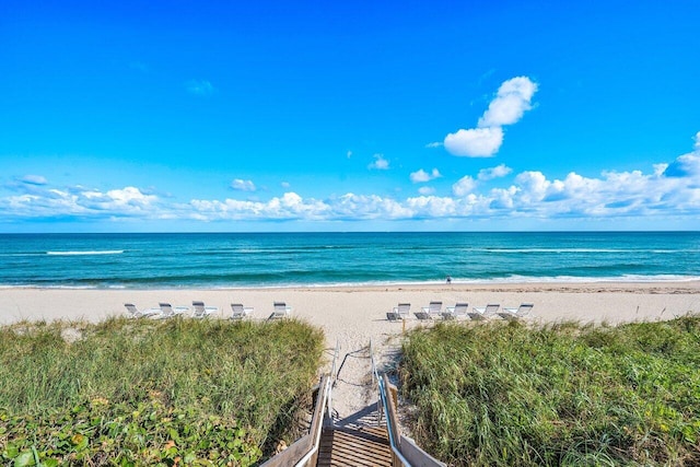 property view of water with a beach view