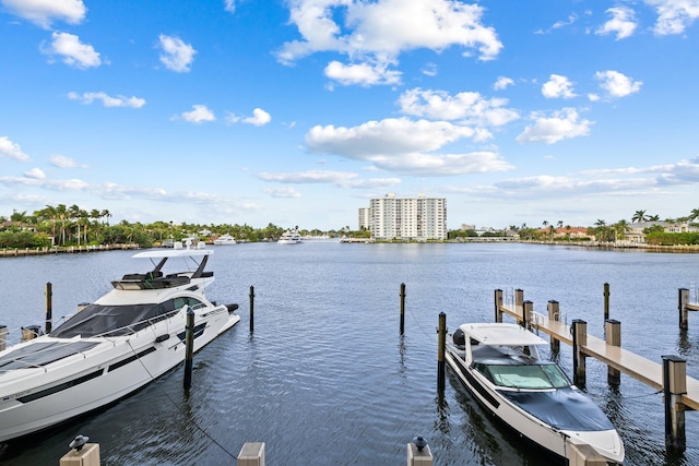 dock area featuring a water view