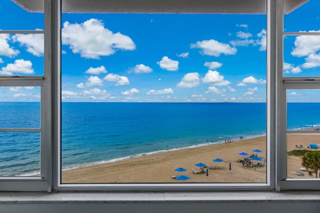 property view of water with a beach view