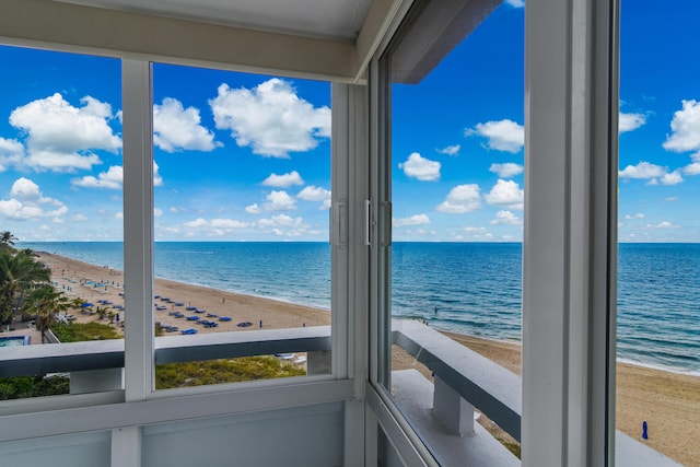 view of water feature featuring a view of the beach