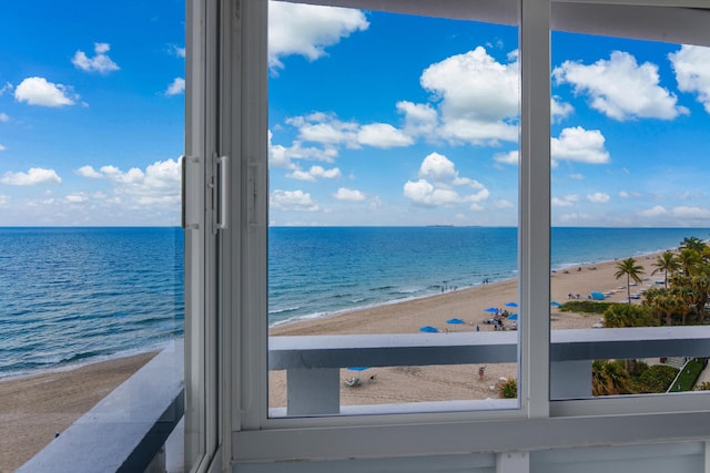 view of water feature featuring a view of the beach