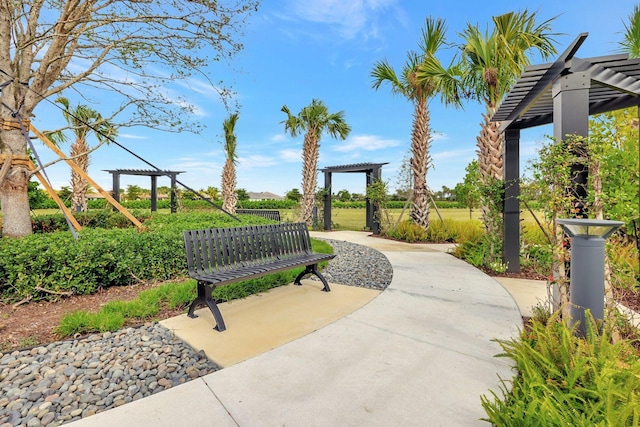 surrounding community with a pergola