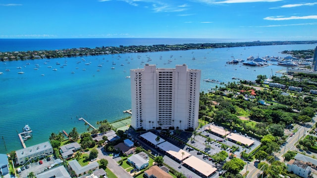 bird's eye view featuring a water view